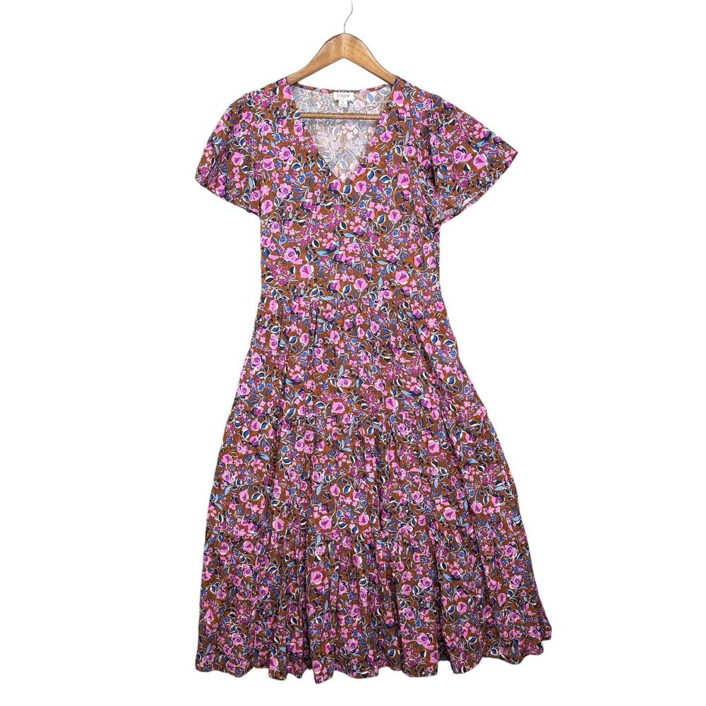 J. Crew Factory Floral Tiered Maxi Dress Size 2 Flowy Lightweight  Purple